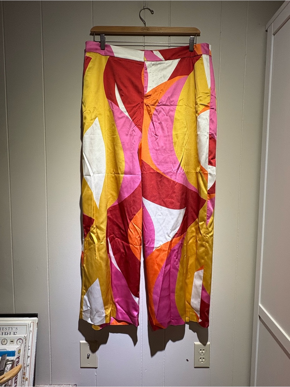 NWT Eloquii bold wide leg pants yellow pink orange 16